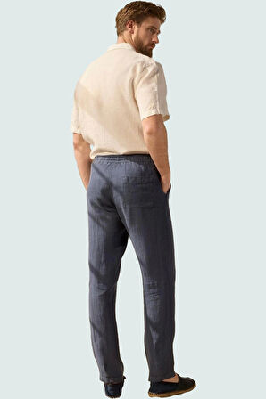 Erkek Regular Fit Keten Pantolon Yüksek Bel Straight Kalıp Günlük Kullanım Kaliteli Malzeme