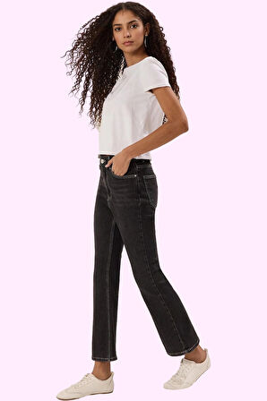 Kadın Crop Flare Jean Normal Bel Uzun Boy Comfort Dokuma Günlük Kullanım Dayanıklı Malzeme
