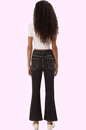 Kadın Crop Flare Jean Normal Bel Uzun Boy Comfort Dokuma Günlük Kullanım Dayanıklı Malzeme