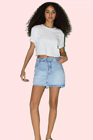 Kadın Yüksek Bel Denim Şort Etek Düz Desen Yaz Aylarının Vazgeçilmezi Stilin Buluştuğu Yer