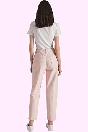 Kadın Yüksek Bel Mom Jean Şal Desenli Pamuklu Yazlık Günlük Pantolon Yaz Aylarının Vazgeçilmezi