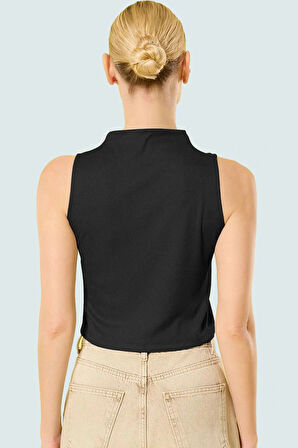 Kadın Dik Yaka Fitted Polyester Kaşkorse Bluz Özel Tasarım Premium Kalite