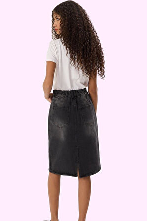 Kadın A line Midi Denim Etek Pamuk Günlük Casual Stil Hafta Sonu Yaz Aylarının Vazgeçilmezi