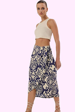 Kadın Midi Boy Sarong Etek Etnik Desenli Yazlık Günlük Kullanım Yaz Aylarının Vazgeçilmezi