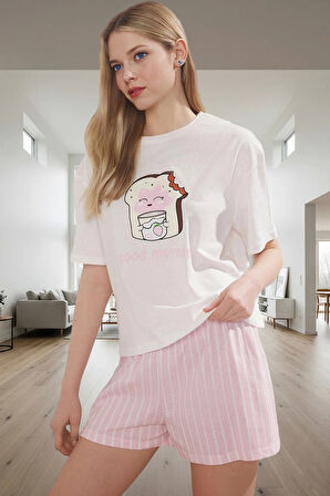 Kadın Yazlık Kısa Kollu Pamuklu Pijama Takımı Homewear Koleksiyonu Rahat Ve Şık