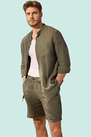 Erkek Regular Fit Keten Şort Rengi Boru Paça Yaz Aylarının Vazgeçilmezi Stilin Buluştuğu Yer