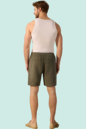 Erkek Regular Fit Keten Şort Rengi Boru Paça Yaz Aylarının Vazgeçilmezi Stilin Buluştuğu Yer