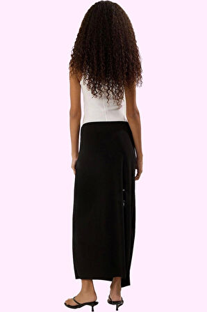 Kadın Maxi Balık Etek Örme Kumaş Fırfırlı Detay Yüksek Bel Günlük Yaz Aylarının Vazgeçilmezi