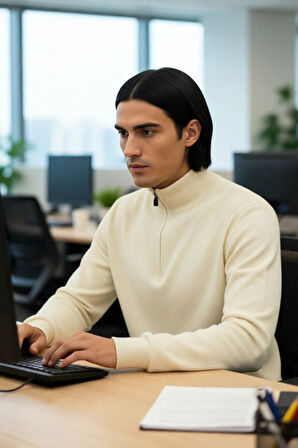 Erkek Regular Kalıp Fermuarlı Dik Yaka Triko Kazak Pamuk Akrilik Karışımı Düz Tasarım Günlük Şıklık