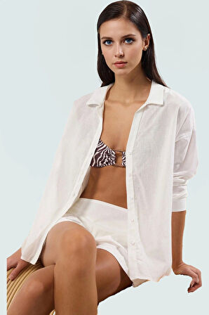 Pamuklu Uzun Kollu Plaj Gömlek Şort Takım Yazlık Rahat Kombin Özenle Seçilmiş Kaliteli İşçilik