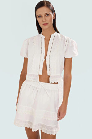 Pamuklu Poplin Bluz Etek Takım Yazlık Plaj Kombin Mükemmel Uyum Kaliteli İşçilik Şık Görünüm