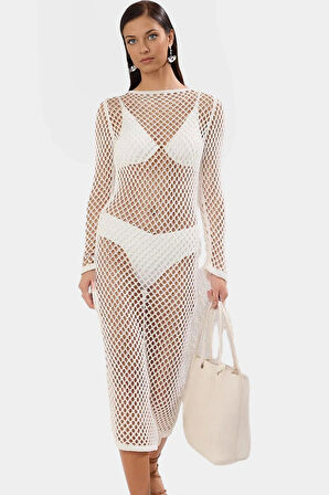 Triko Maxi Plaj Elbise Uzun Kollu V Yaka Yazlık Ömürlü Premium Kalite Trend Tasarım