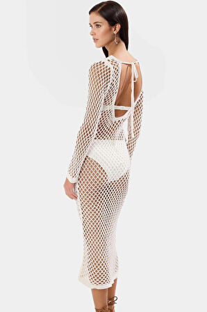 Triko Maxi Plaj Elbise Uzun Kollu V Yaka Yazlık Ömürlü Premium Kalite Trend Tasarım