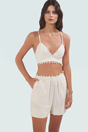 Kadın Pamuklu Büstiyer Şort Takım Yaz Plaj Modası Mükemmel Uyum Özenle Seçilmiş