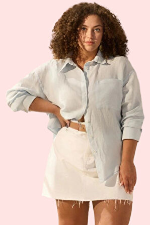 Kadın Büyük Beden Oversize Keten Gömlek Günlük Stil Özel Günler Yaz Aylarının Vazgeçilmezi