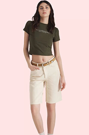 Kadın Normal Bel Geniş Paça Bermuda Şort Pamuklu Yazlık Günlük Kombinler Dayanıklı Malzeme