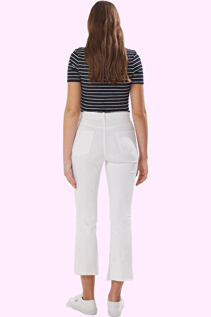 Kadın Yüksek Bel Flare Jean Pamuklu Yazlık Günlük Kombinler Hafta Sonu Yaz Aylarının Vazgeçilmezi