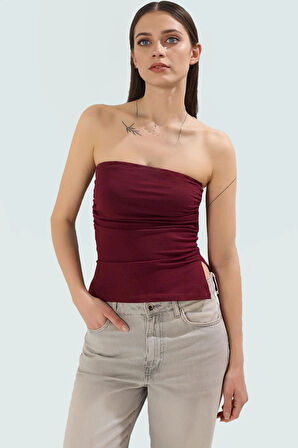 Kadın Straplez Fitted Örme Bluz Yazlık Günlük Kullanım Modern Stil Rahat