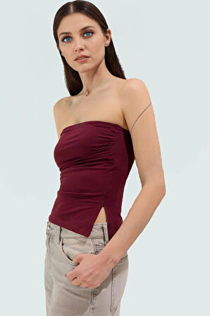 Kadın Straplez Fitted Örme Bluz Yazlık Günlük Kullanım Modern Stil Rahat