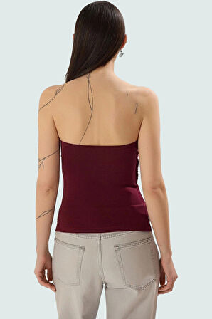 Kadın Straplez Fitted Örme Bluz Yazlık Günlük Kullanım Modern Stil Rahat