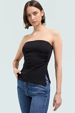 Kadın Straplez Fitted Örme Bluz Yazlık Günlük Kullanım Modern Stil Rahat