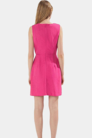 A Line Mini Keten Görünümlü Polyester Elbise Yazlık Günlük Tarz Kullanım İçin