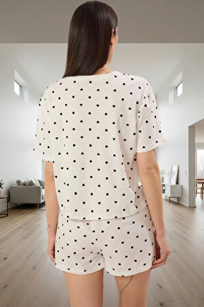 Kadın Pamuklu Kedi Baskılı Kısa Kol Pijama Takımı Yüksek Kalite Kaliteli İşçilik Özel Tasarım