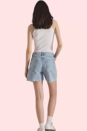 Kadın Denim City Short Geniş Paça Yüksek Bel Şort Pamuk Günlük Kullanım Yaz Aylarının Vazgeçilmezi