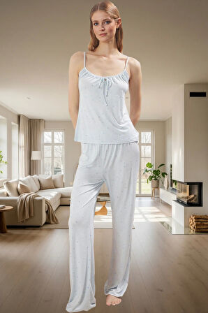 Kadın Çok Çiçekli İnce Askılı Viskoz Pijama Takımı Rahat Ev Giyim Kullanım Mükemmel Uyum