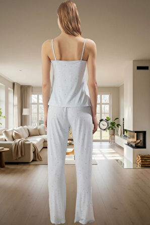 Kadın Çok Çiçekli İnce Askılı Viskoz Pijama Takımı Rahat Ev Giyim Kullanım Mükemmel Uyum