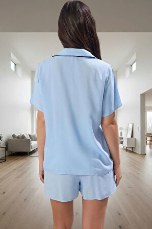 Kadın Viskoz Pijama Takımı Kalpli Detaylar İle Rahat Uyku Konforlu Kesim Kullanım Özel Tasarım