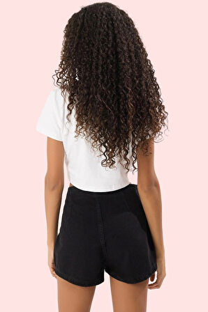 Kadın Denim Şort Etek Bağcıklı Detay Kısa Boy Pamuklu Yazlık Günlük Kullanım Modern Tasarım