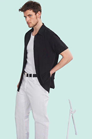 Erkek Kısa Kollu Dokulu Gömlek Rahat Kalıp Günlük Kullanım Hafta Sonu Yaz Aylarının Vazgeçilmezi