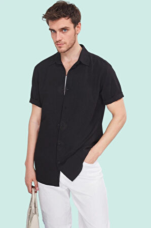 Erkek Kısa Kollu Dokulu Gömlek Rahat Kalıp Günlük Kullanım Hafta Sonu Yaz Aylarının Vazgeçilmezi