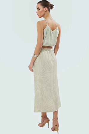 Şık Çiçekli Viskoz Bluz Etek Takım Rahat Günlük Stil Profesyonel Görünüm Yüksek Kalite