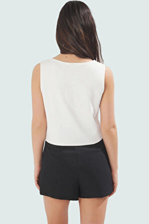 Fitted İnterlok Örme Bluz Havuz Yaka Yazlık Casual Tarz Zarifane Tasarım Dayanıklı Malzeme