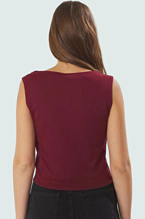 Fitted İnterlok Örme Bluz Havuz Yaka Yazlık Casual Tarz Zarifane Tasarım Dayanıklı Malzeme