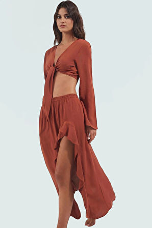 Yazlık Çok Desenli Viskoz Bluz Etek Takım Plaj Şıklığı İçin Uzun Ömürlü Modern Stil