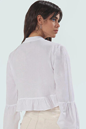 Yazlık Kadın Dokuma Bağlamalı Plaj Bluz Özel Tasarım Modern Stil Dayanıklı Malzeme