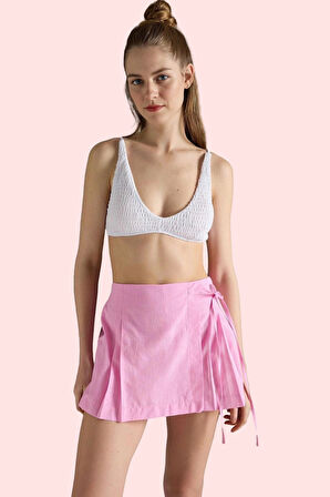 Kadın Dokuma Şort Etek Bağlama Detaylı Pamuk Yazlık Plaj Günlük Kullanım Dayanıklı Malzeme