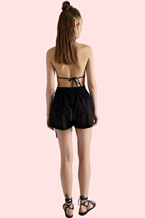 Kadın Dokuma Şort Etek Bağlama Detaylı Pamuk Yazlık Plaj Günlük Kullanım Dayanıklı Malzeme