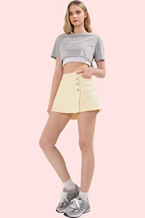 Kadın Denim Şort Etek Yüksek Bel Boru Paça Pamuklu Günlük Kombinler Yaz Aylarının Vazgeçilmezi