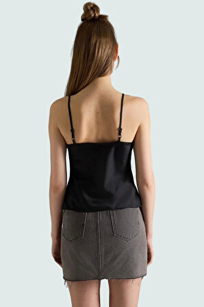 Kadın Saten Askılı Bağcıklı Bluz Rahat Yazlık Günlük Tarz Mükemmel Uyum Şık Görünüm