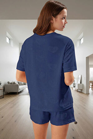 Kadın Kalpli Desenli Pamuklu Pijama Takımı Seçkin Malzeme Trend Tasarım