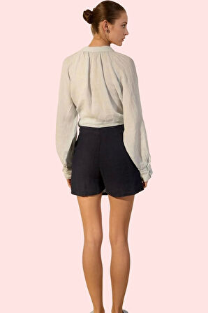 Kadın Geniş Paça Regular Boy Keten Şort Etek Şık Günlük Stil Hafta Sonu Yaz Aylarının Vazgeçilmezi