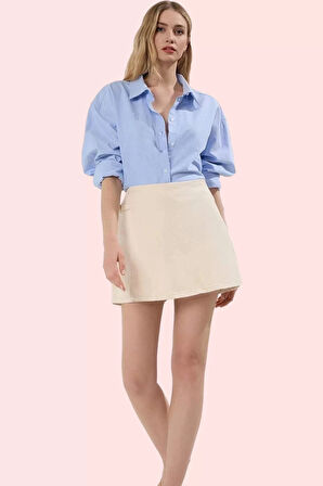 Kadın Denim Şort Etek Yüksek Bel Boru Paça Pamuklu Günlük Stil Hafta Sonu Kaliteli Malzeme