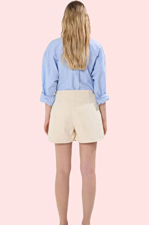 Kadın Denim Şort Etek Yüksek Bel Boru Paça Pamuklu Günlük Stil Hafta Sonu Kaliteli Malzeme