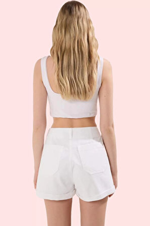 Kadın Yüksek Bel City Short Denim Şort Pamuklu Günlük Kombinler Yaz Aylarının Vazgeçilmezi