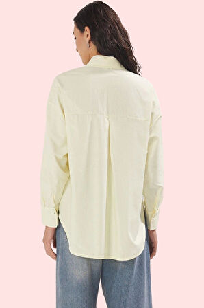 Kadın Terrycotton Dokuma Uzun Kollu Gömlek Bağcıklı Günlük Stil Yaz Aylarının Vazgeçilmezi