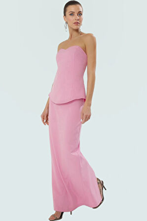 Straplez Fitted Dokuma Elbise Yaz Koleksiyonu Şık Tasarım Profesyonel Görünüm Rahat Kullanım